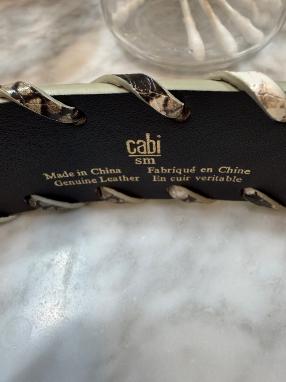 CAbi Snake-Print Triple-Ring Belt in Black and Cream - Picture 3 of 3
